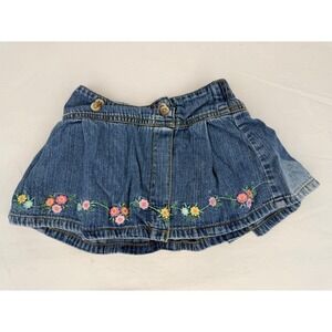 Vintage Carters Baby Girl Floral Embroidered Denim Skort 18 Months Y2K
